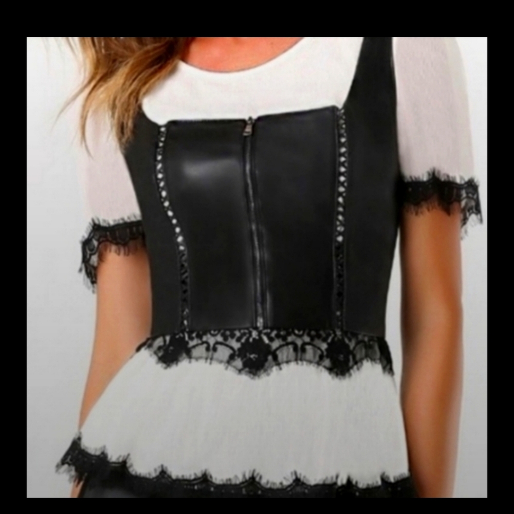 BEBE ●●● Black Vegan Leather Corset Top XXS BNWT